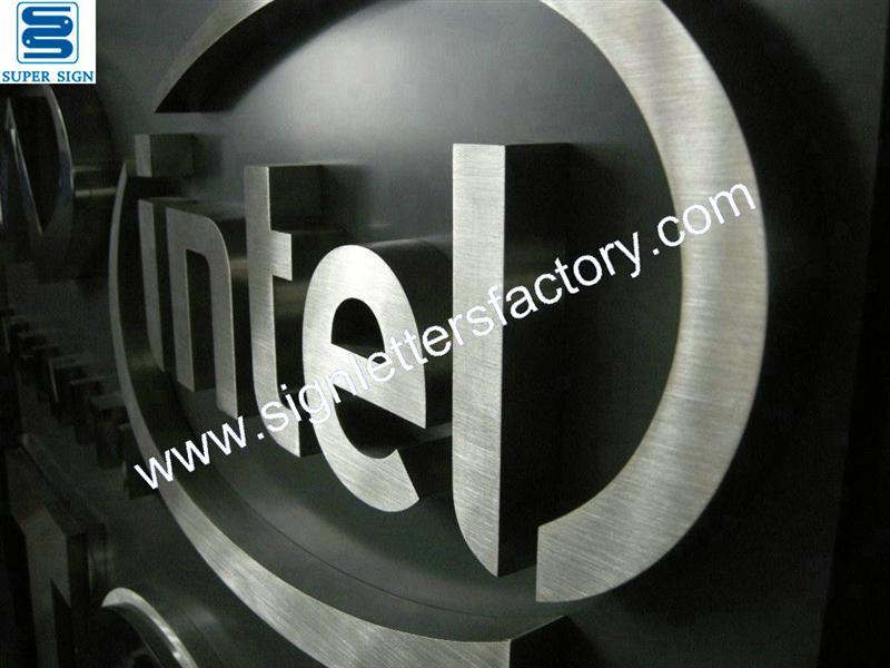 Fabricated brushed stainless steel sign