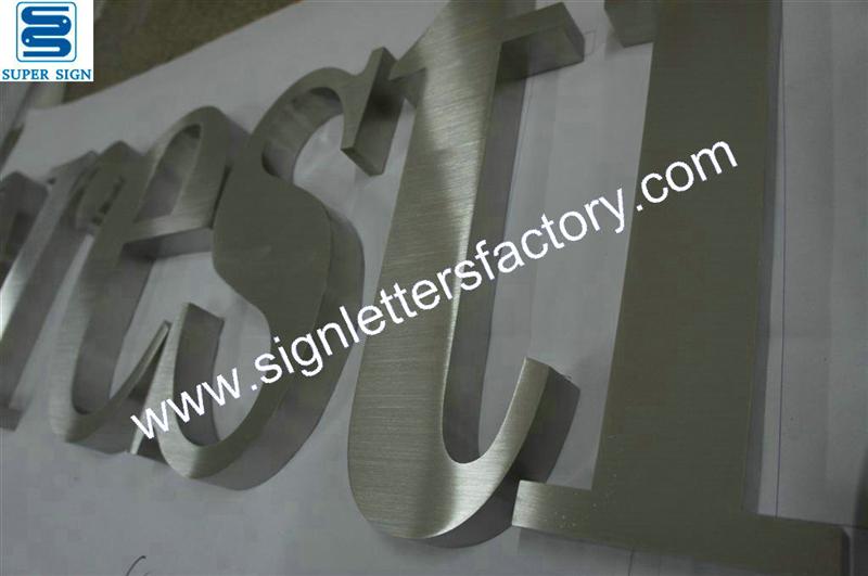 Fabricated linished stainless steel sign letters