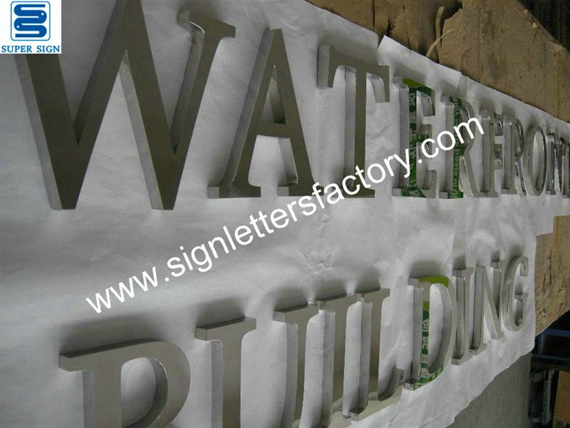 polished stainless steel exterior letter sign