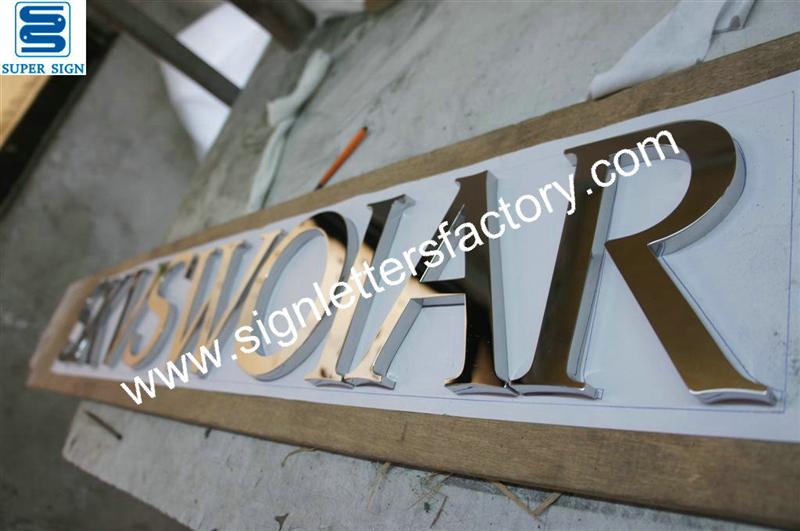 fabricated polished mirror stainless steel letters sign