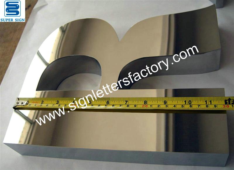 fabricated polished stainless steel sign letters