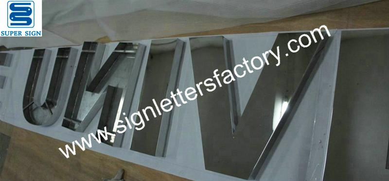 fabricated polished stainless steel sign lettering