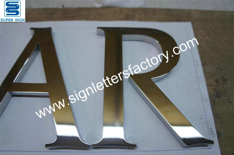 interior polished stainless steel letter sign